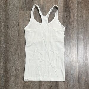 Lululemon  White Ribbed built in bra athletic Tank Top